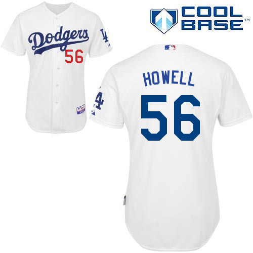 J-P Howell #56 MLB Jersey-L A Dodgers Men's Authentic Home White Cool Base Baseball Jersey